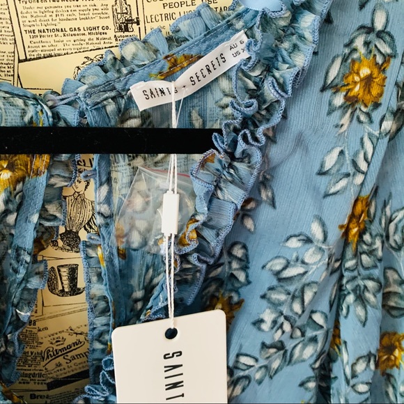Saints + secrets blue dress NWT XS floral openback - Picture 4 of 10